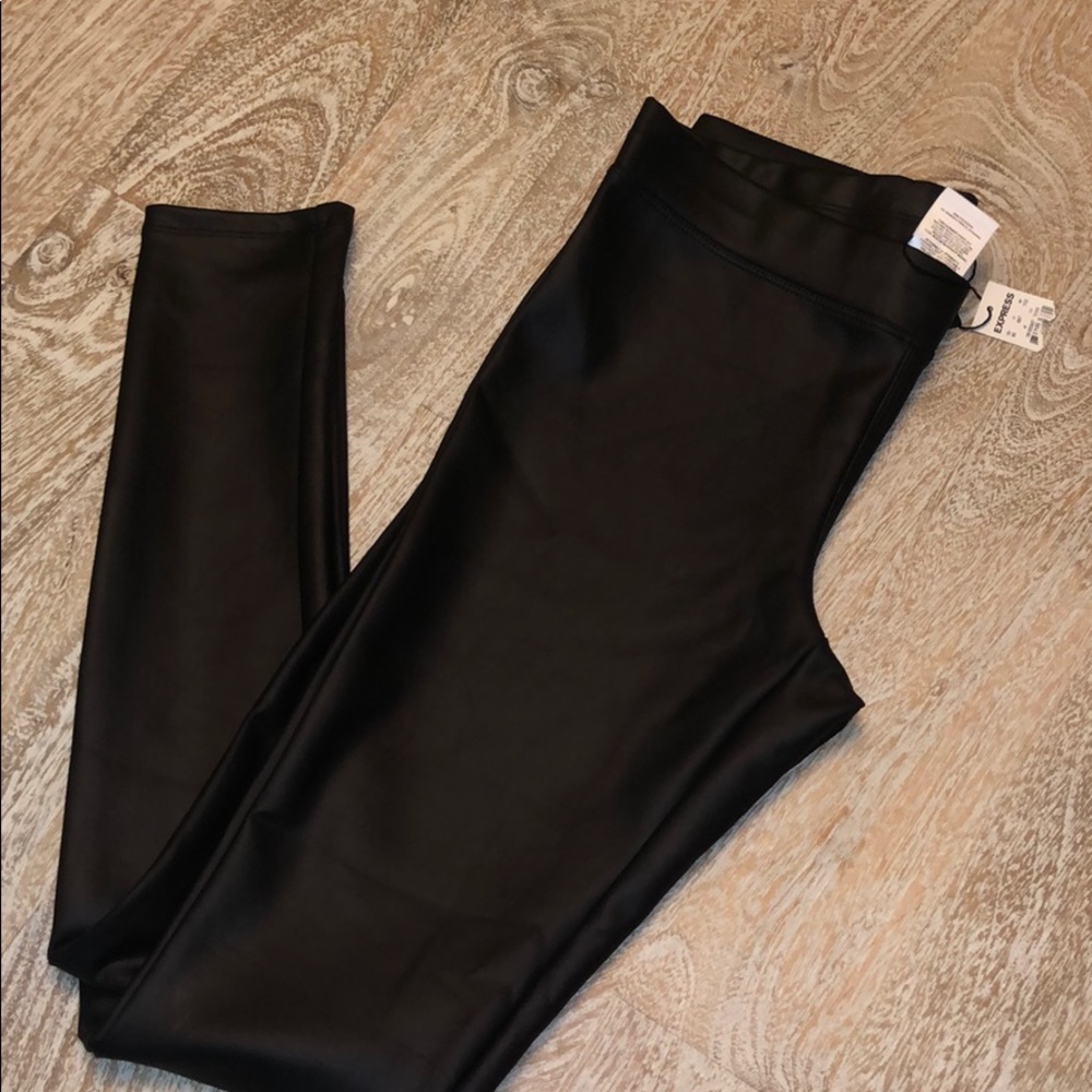 NWT Express black leather leather leggings small